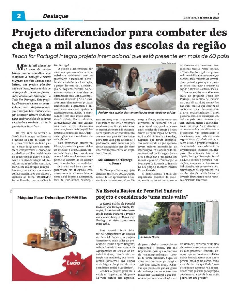 Jornal Imediato_tamega e sousa Teach For Portugal